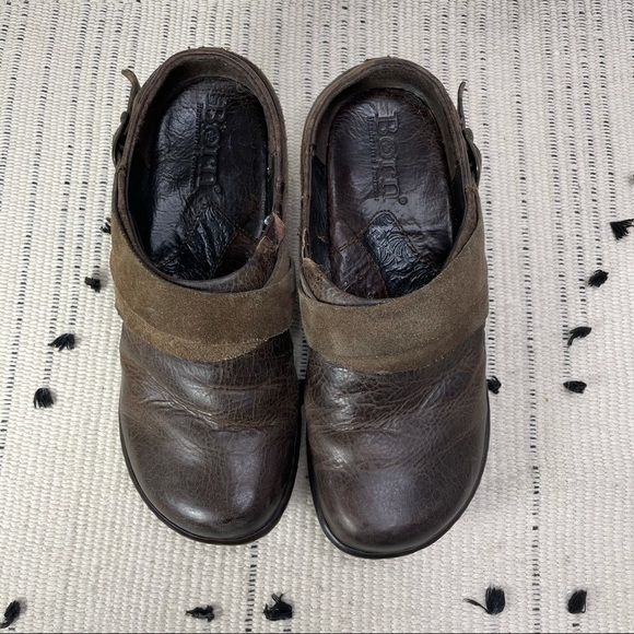 BORN Darly Castagno Brown Leather Harness Clogs 6 - Picture 6 of 11